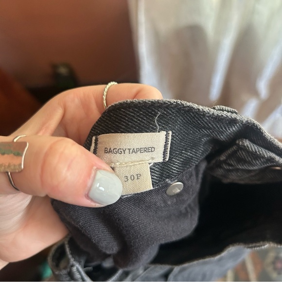 Madewell Petite Baggy Tapered Jeans Mackinnon Wash Charcoal Washed Black Size 30 - Picture 7 of 11